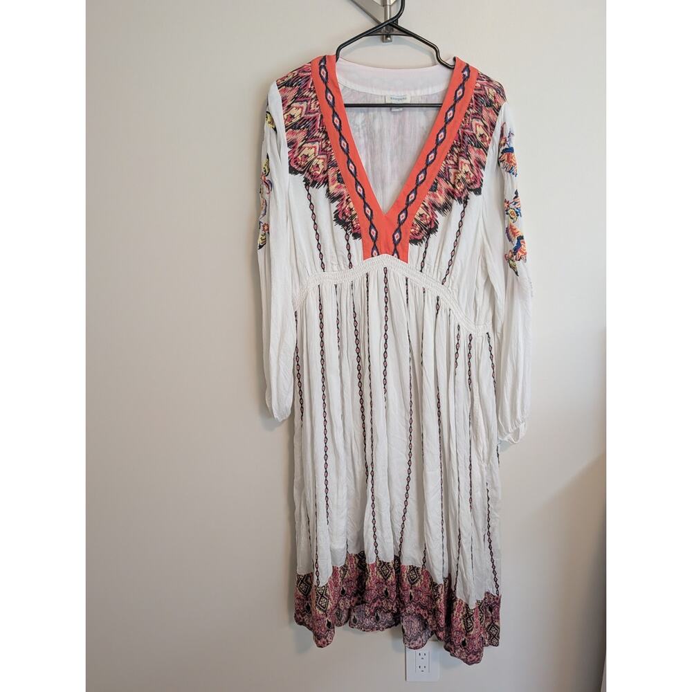 Sundance Amrita Story Dress XL Boho Embroidered Midi White Multicolor Festival - Picture 2 of 12